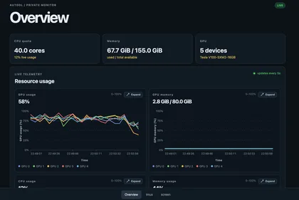 AutoDL Server Monitor dashboard